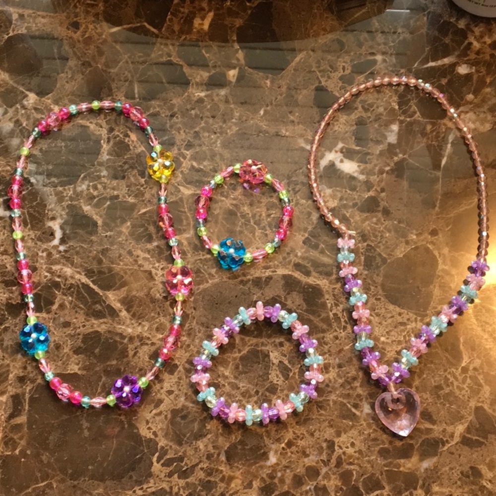 Girls plastic beaded jewelry sets